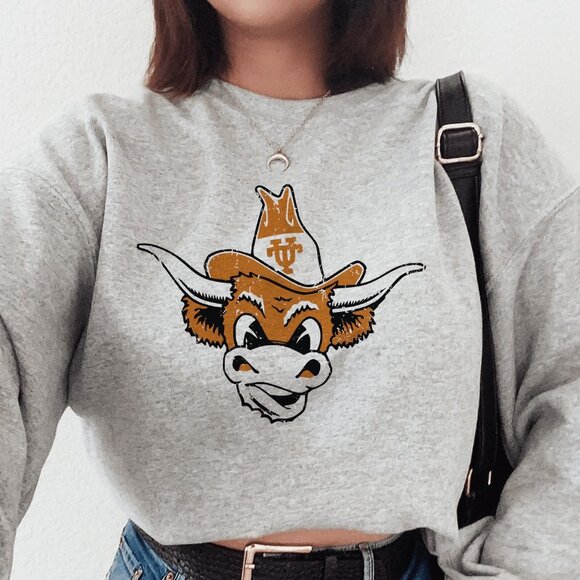 Desert Bloom Darlin Sweaters - Bevo Blast from the Past Vintage UT Austin Dark Grey Sweatshirt
